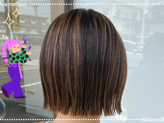 ボブヘアーの女性の頭の画像