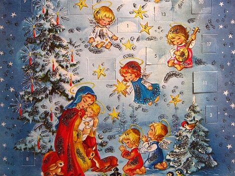 クリスマスカレンダーのイラストの画像