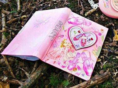ピンクの派手な手帳の画像